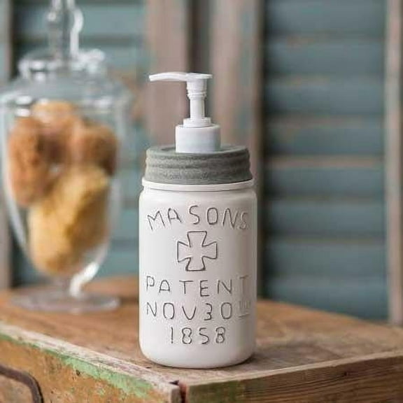 White Pint Mason Jar Soap Dispenser - Colonial Tin Works