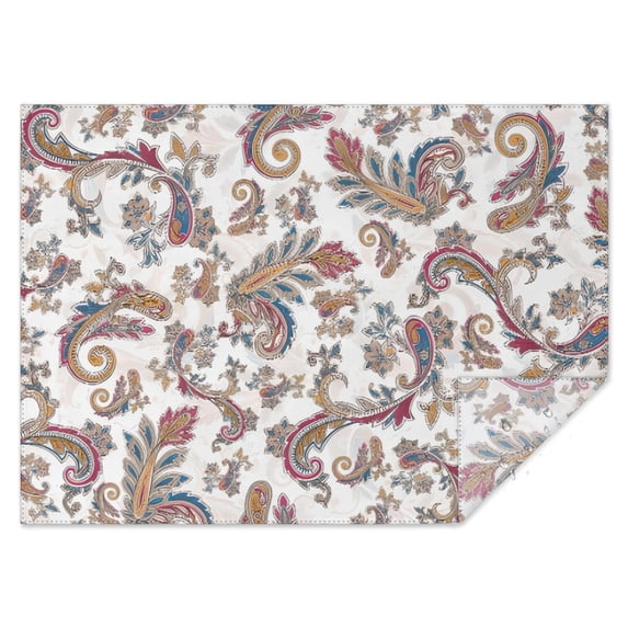 White Pioneer Flower and Paisley Pattern Rectangle Tablecloth 60"x84",Waterproof Polyester Rectangle Table Cloth, Wipeable Spillproof Polyester Tablecloth for Dining, Camping, Indoor and Outdoor