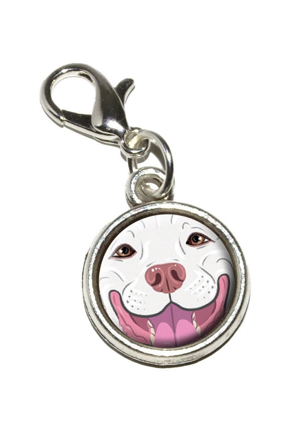 White Pit Bull Face - Pitbull Dog Pet Bracelet Charm
