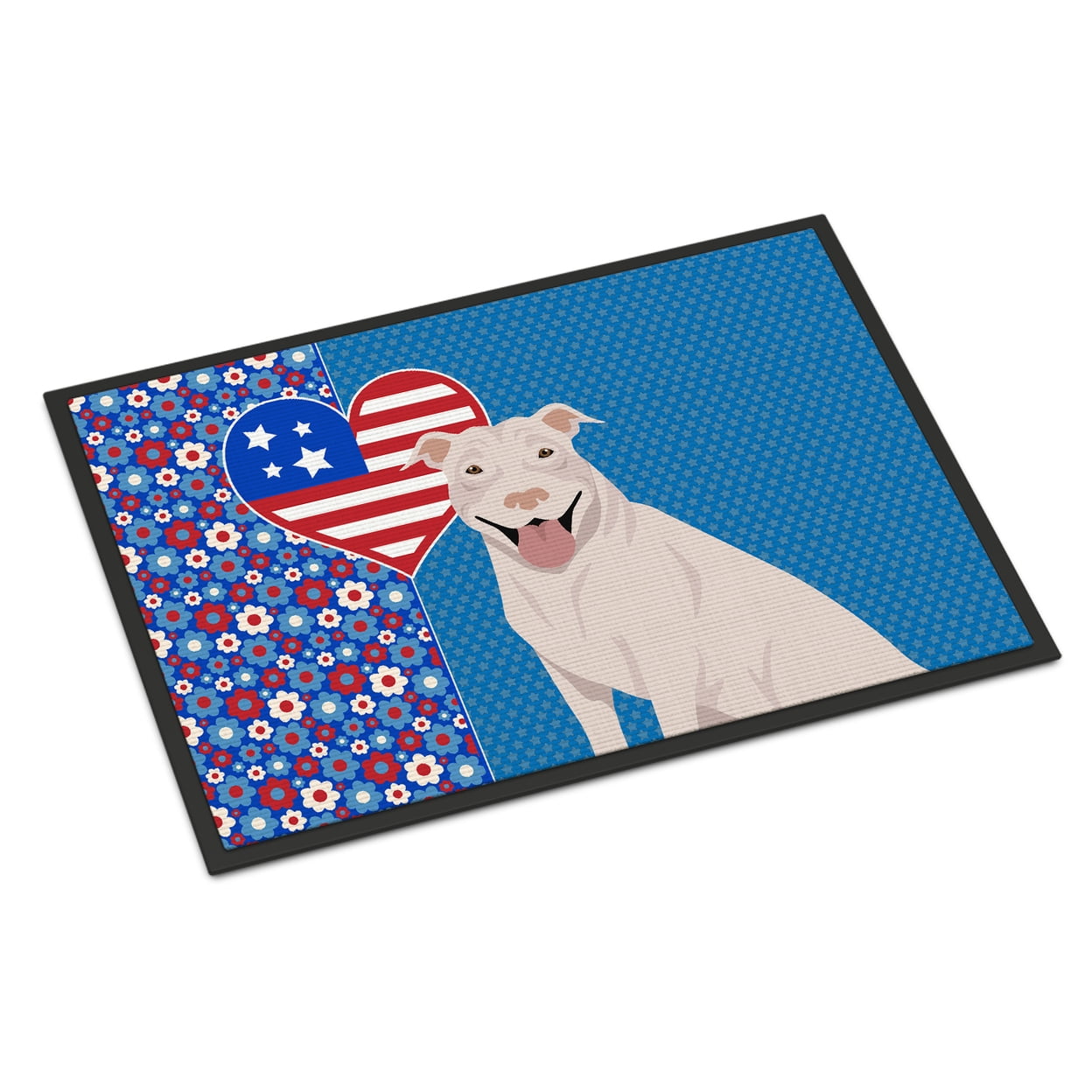 White Pit Bull Terrier Indoor or Outdoor Mat 24x36 36 in x 24 in