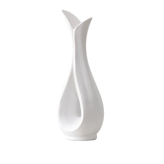 White Plactic Vase with Finish – Stylish Watertight Decorative Vase for Fresh or Dried Flowers, Ideal for Home Décor, Table Centerpieces, Weddings, Dining Room, Living Room, or Office
