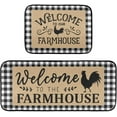 thumbnail image 1 of White Plaid Buffalo Rooster Kitchen Rugs and Mats Set 2 Piece Non Slip Washable Runner Rug Set of 2 for Floor Kitchen Laundry Home Decorative Welcome, 1 of 6