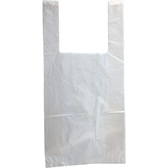 White Plain Plastic Bags with Handles 6" x 3" x 12", Extra Small Polyethylene Plastic Bags for Small Business Pack of 2000, Single Use Plastic Grocery Bags with Handles 0.65 Mil