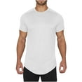 thumbnail image 1 of White Plain T Shirt Men Pack Of Tshirts Mens Hipster T Shirts Workout Longline T-Shirt Curved Hem Top Tees Shirt, 1 of 9