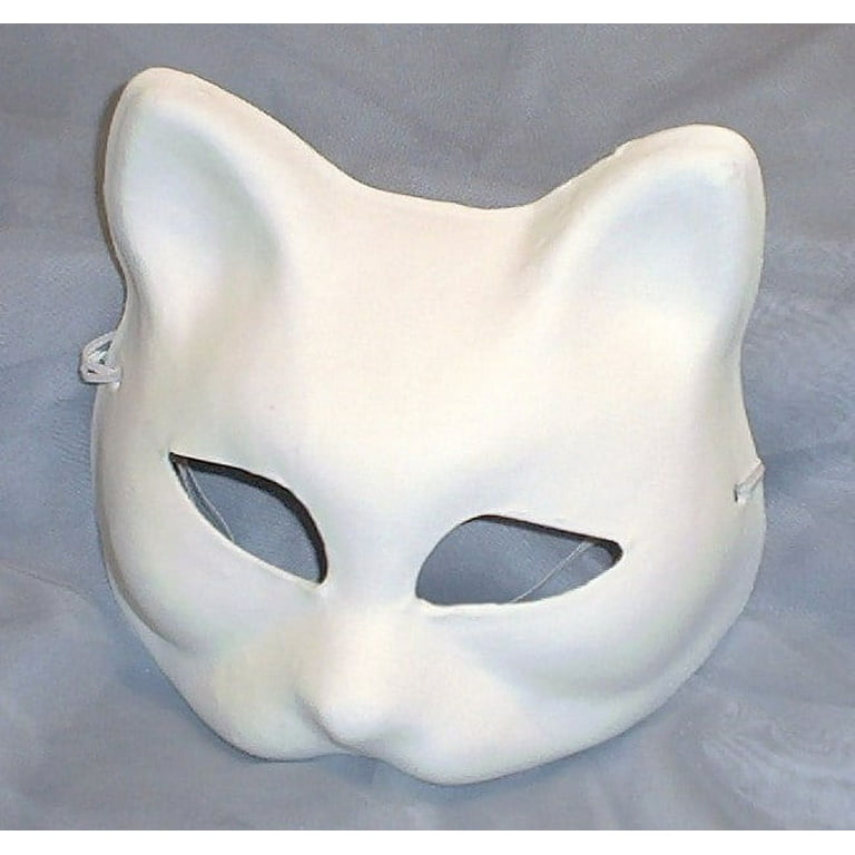 Plain White Craft Unpainted Venetian Cat Masquerade Mardi Gras