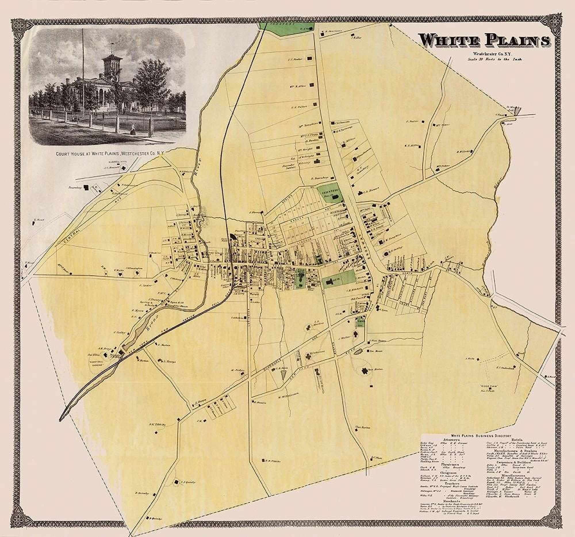 White Plains New York Landowner Bien 1893 by Bien (24 x 22)