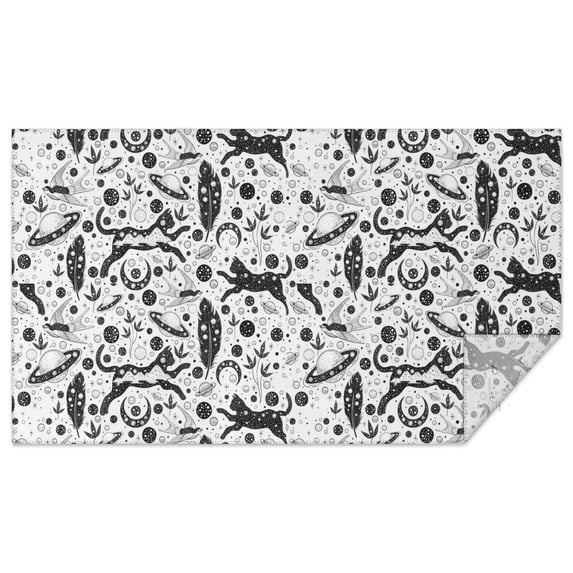 White Planet Cat Feather Pattern Rectangle Tablecloth 60"x102",Waterproof Polyester Rectangle Table Cloth, Wipeable Spillproof Polyester Tablecloth for Dining, Camping, Indoor and Outdoor