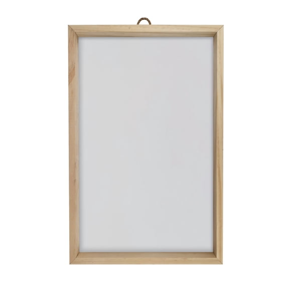 White Plaque with Unfinished Frame by Make Market 11" x 17" MDF Craft Panel with Natural Pinewood Frame & Jute Hanger for DIY Wall Decor - 6 Pack