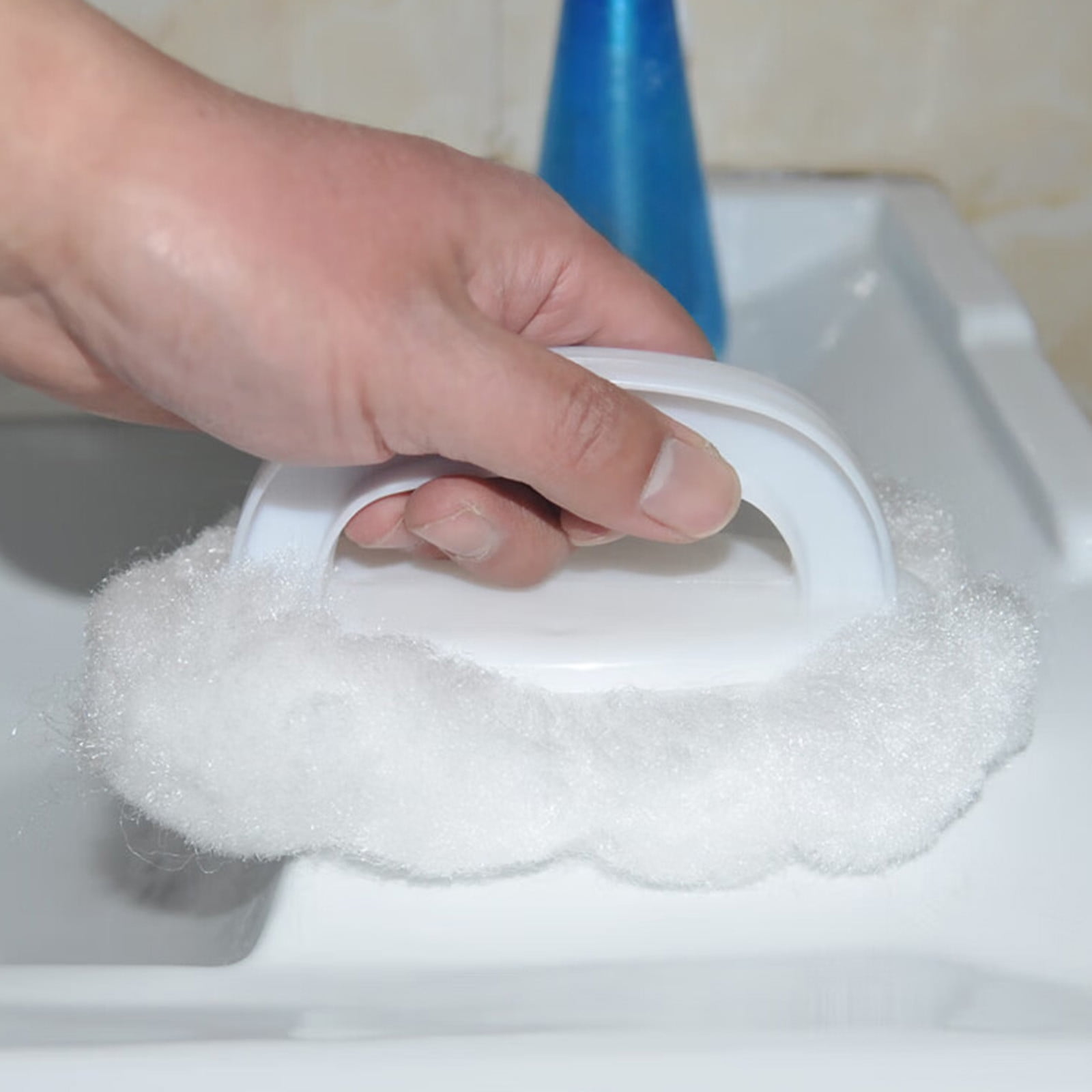 White Plastic Bathtub Cleaning Brush with Soft Bristles - 16x9x4cm, Non ...