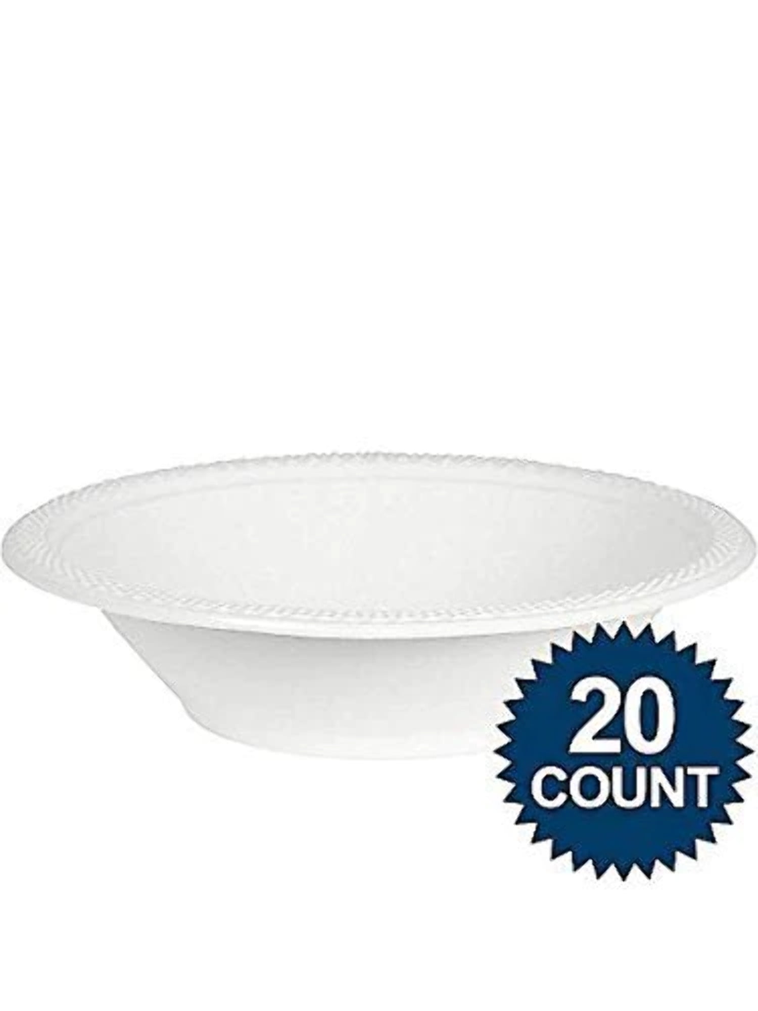 White Plastic Bowls, 12 oz. (20 count) Party Supplies