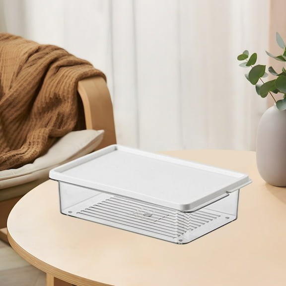 White Plastic Cheese & Fruit Storage Container with Flip Lid, Spice Organizer, Food Storage Container for Kitchen, Fridge, Freezer