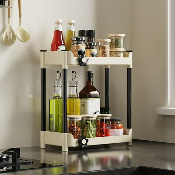 White Plastic Countertop Cup Storage Organizer, 2-Tier Detachable Cup Rack for Coffee Pods Mugs Tea Sets, 20.62x10.62x5.78 Inch