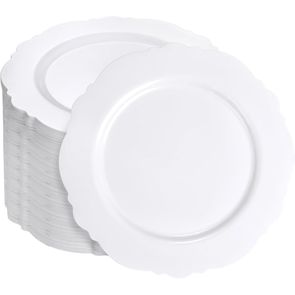 White Plastic Dessert Plates 7.5 Inch Baroque Design