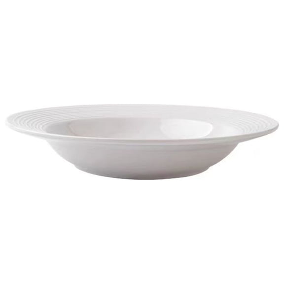White Plastic Dinner Plates, BPA Free Lightweight Pasta Bowls, Unbreakable Rimmed Soup Plates, Food Grade Dishwasher Safe Plastic Tableware for Outdoor Picnic Camping