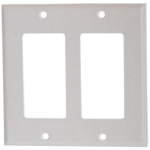 White Plastic Double-Gang Decora Style Wall Face Plate 2-Gang
