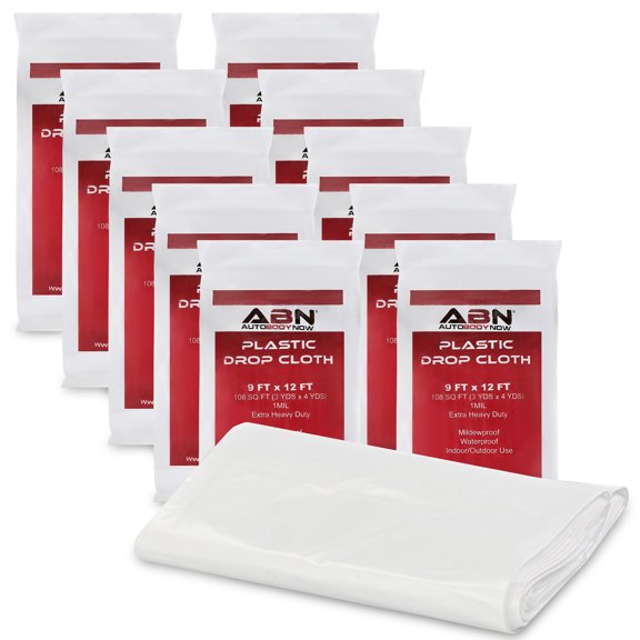 White Plastic Drop Cloth 10Pack Set 9’ x 12’ Feet Paint Spill Painting Protector