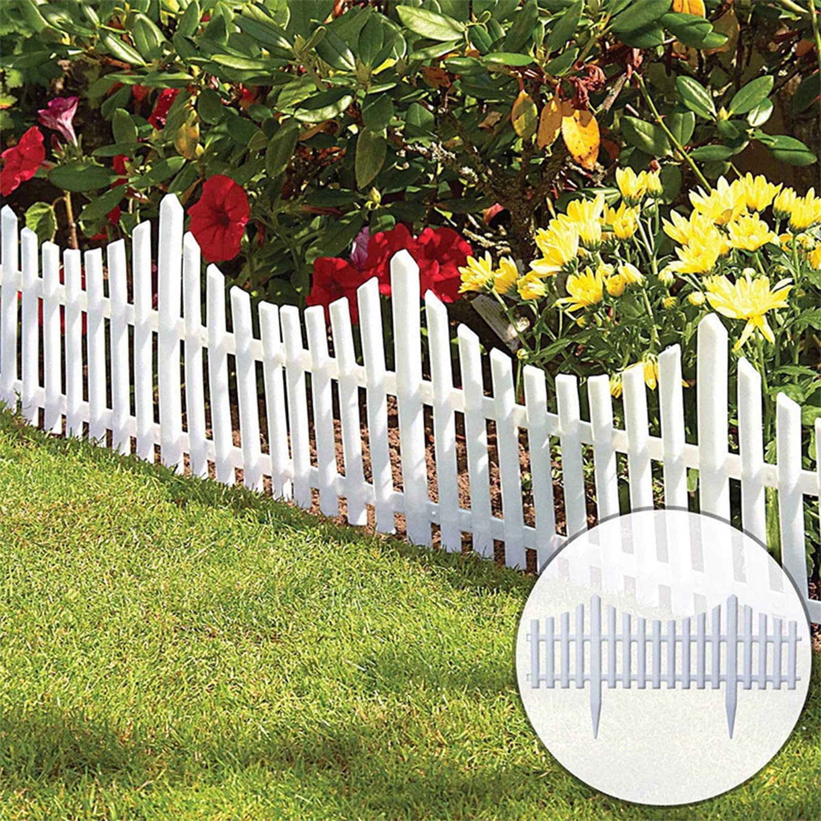 White Plastic Edging Garden Picket Fence - 23.6"x12.6" Decorative Garden Fence, Foldable & Removable Decorative Border, Animal Barrier, Garden Border Fence, Edging Border Decorative Fences