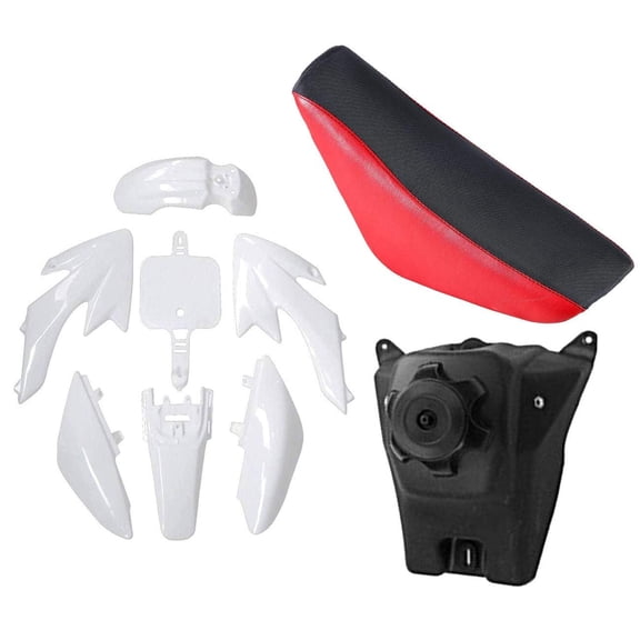White Plastic Fairing Kit Mudguard Body Fender + Gas Fuel Tank +Red Seat for CRF XR XR50 CRF50 SSR Coolster 110cc 125cc Pit Dirt Bike Motorcycle
