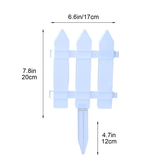 White Plastic Garden Edging Fence, Courtyard Outdoor Vegetable Garden Fence Border, Micro Landscape Barrier Ornaments for Plant Pot House Flowerpot DIY Crafts Decor