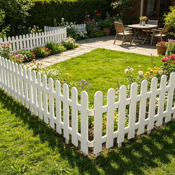 White Plastic Garden Fence Border, 50x40cm Mini Decorative Fence for Flower Beds, Yards, Paths, and Lawns, Easy Assembly, Durable Ground Stakes Included