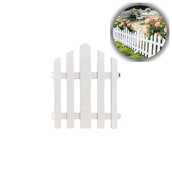 White Plastic Garden Fence Picket Edging for Lawns Flowerbeds and Plant Borders, Decorative Yard Boundary for Outdoor Landscaping and Privacy