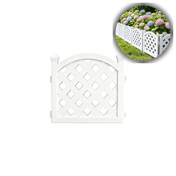 White Plastic Garden Fence Picket Edging for Lawns Flowerbeds and Plant Borders, Decorative Yard Boundary for Outdoor Landscaping and Privacy