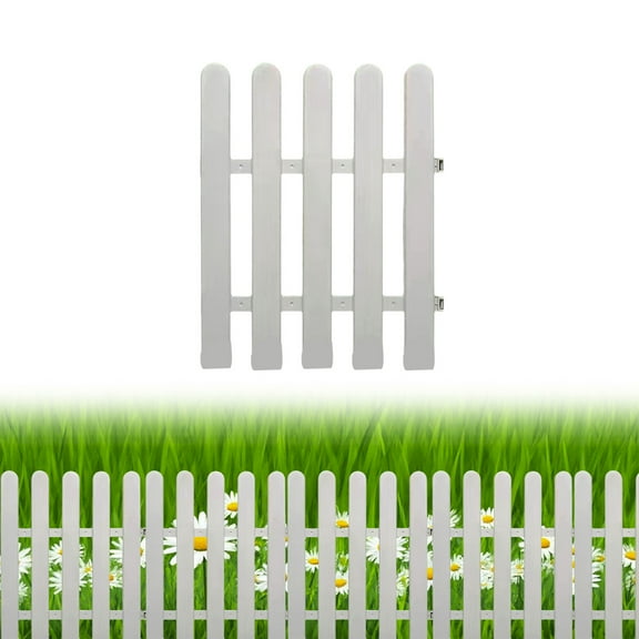 White Plastic Garden Fence with Decorative Picket Design for Lawn Edging Flowerbed Borders and Yard Landscaping