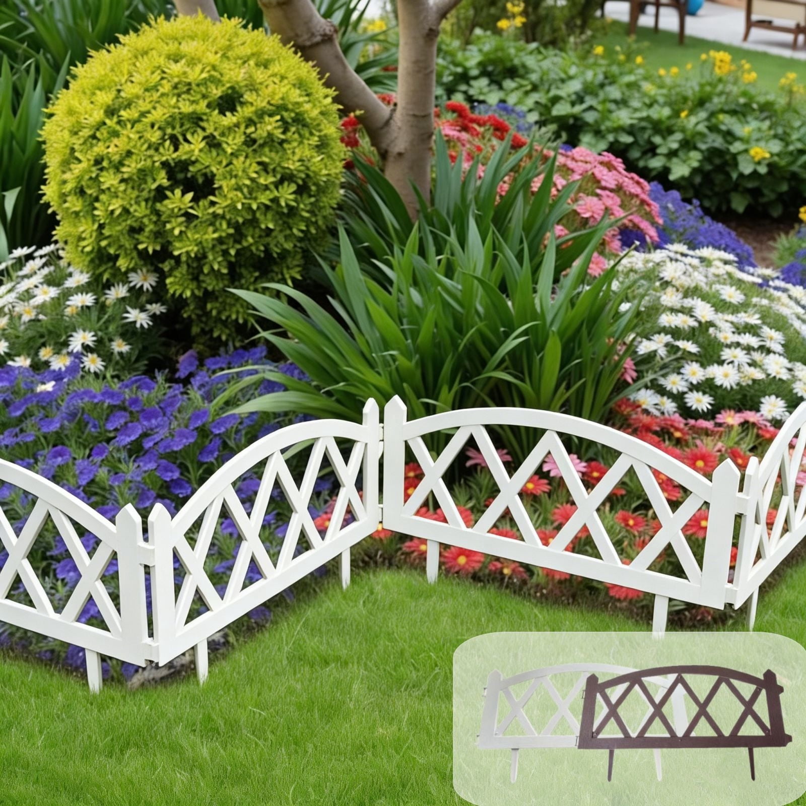 Easter Edging White Plastic Garden Picket Fence, Decorative Edging for Lawns ...