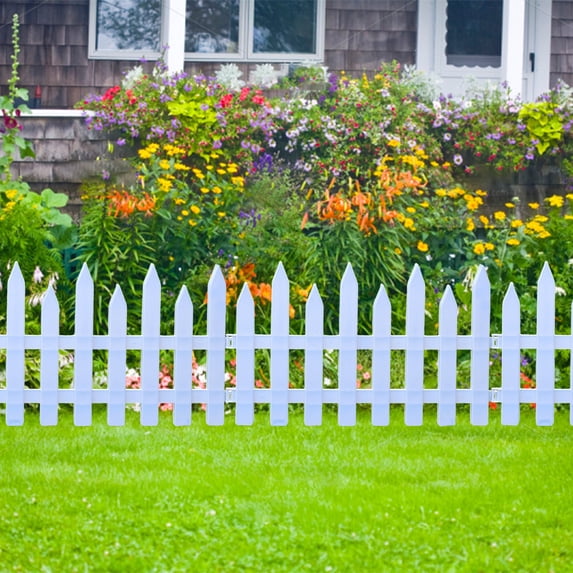 White Plastic Garden Picket Fence, Decorative Lawn and Flowerbed Edging Border, Modular Interlocking Fence Panels for Yard Landscaping, Weather Resistant Plant Border for Home Garden, 50x30cm A