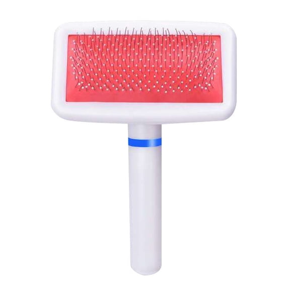 White Plastic Handle Pet Grooming Brush, Airbag Slicker Brush for Dogs and Cats, Deshedding Tool with Protective Tips, White