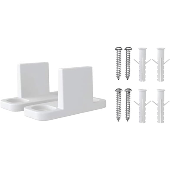 White Plastic L-Shape Floor Guide 2 Pack for Sliding Barn Door Hardware, Adjustable Bottom Track Prevents Swinging, Silent Roller Replacement Kit (2 Pack)