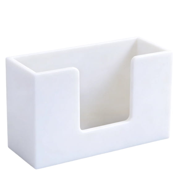 White Plastic Napkin Holder for Table, Modern Rectangular Luncheon Napkin Holder, Versatile Facial Tissue Dispenser Box for Restaurant, Steak Shop, Standard Sized Kitchen Napkin Holder