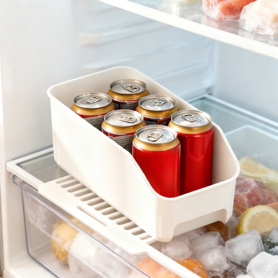 White Plastic Open Front Storage Bin, Foldable Narrow Organizer for Kitchen Pantry, Cabinet, Snacks and Condiments