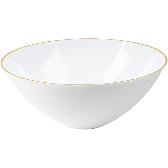 White Plastic Organic Party Dessert bowls ice cream bowl With Gold Rim Premium heavyweight Elegant Disposable Tableware Dishes