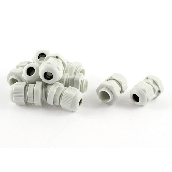 White Plastic PG7 3-6.5mm Wire Connector Waterproof Cable Gland 10pcs