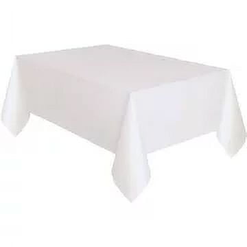 White Plastic Party Tablecloth, 108 x 54in (Pack of 32)