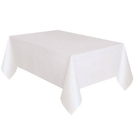 Rectangular 54" x 108" White Plastic Table Covers, 3 Count, by Way To Celebrate