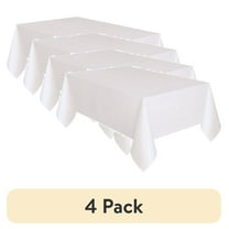 (4 pack) Rectangular 54" x 108" White Plastic Table Covers, 3 Count, by Way To Celebrate