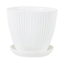 White Plastic Plant Pots With Drainage Holes And Saucers 3.5 Inch Flower Pots For Succulents Herbs Cactus Indoor Outdoor Gardening Containers 2.95X3.54X3.54 Inches White