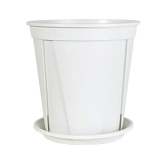 White Plastic Plant Pots With Saucers Drain Holes Indoor Outdoor Flower Pots For Succulents Herbs Cactus Modern Decor 4.72X3.94X3.15 Inches 0.12 Lb