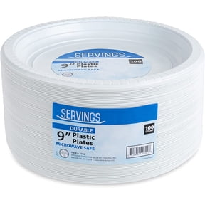 White Disposable Plastic Plates, 100 Count, Heavy Duty Dinner Plates for Parties, Events, and Everyday Use