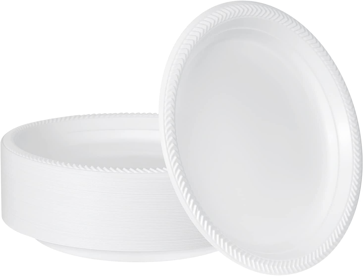 White Plastic Plates 100Pack 9inch Dinner Plates for Parties