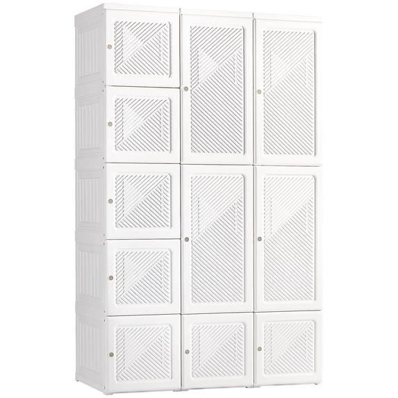 White Plastic Portable Wardrobe Closet, Folding Clothes Storage ...