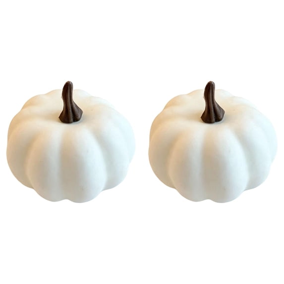White Plastic Pumpkins,Fake Pumpkins Decor,Artificial Pumpkins Lifelike Pumpkins With Natural Textured Reusable Fall Halloween Decorations For Table Mantel Porch,2 PC