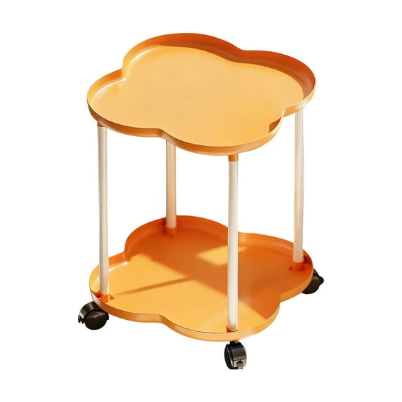 White Plastic Rolling Storage Cart, Mobile Side Table with Wheels for Bedroom, Living Room, Study Desk, 1-Pack, 14.2x14.2x18.9 Inches