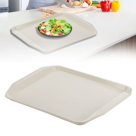 White Plastic Serving Tray, Rectangular Cafeteria Food Tray with Non Slip Surface for Restaurant Kitchen Dorm Apartment, Stackable Lightweight Meal Tray 8.26x11.61 Inch