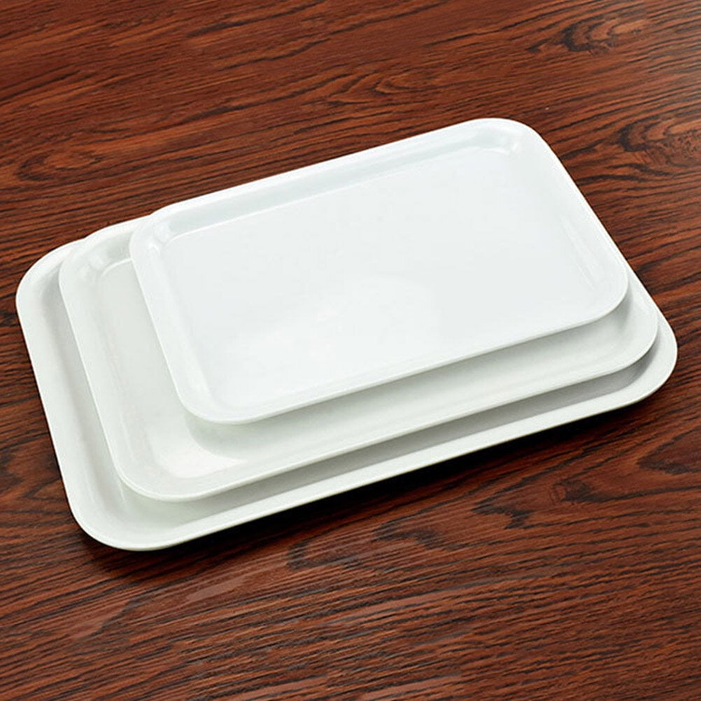 White Plastic Serving Tray Rectangular Serving Platter Food Tray Party Supplies Plates (Small