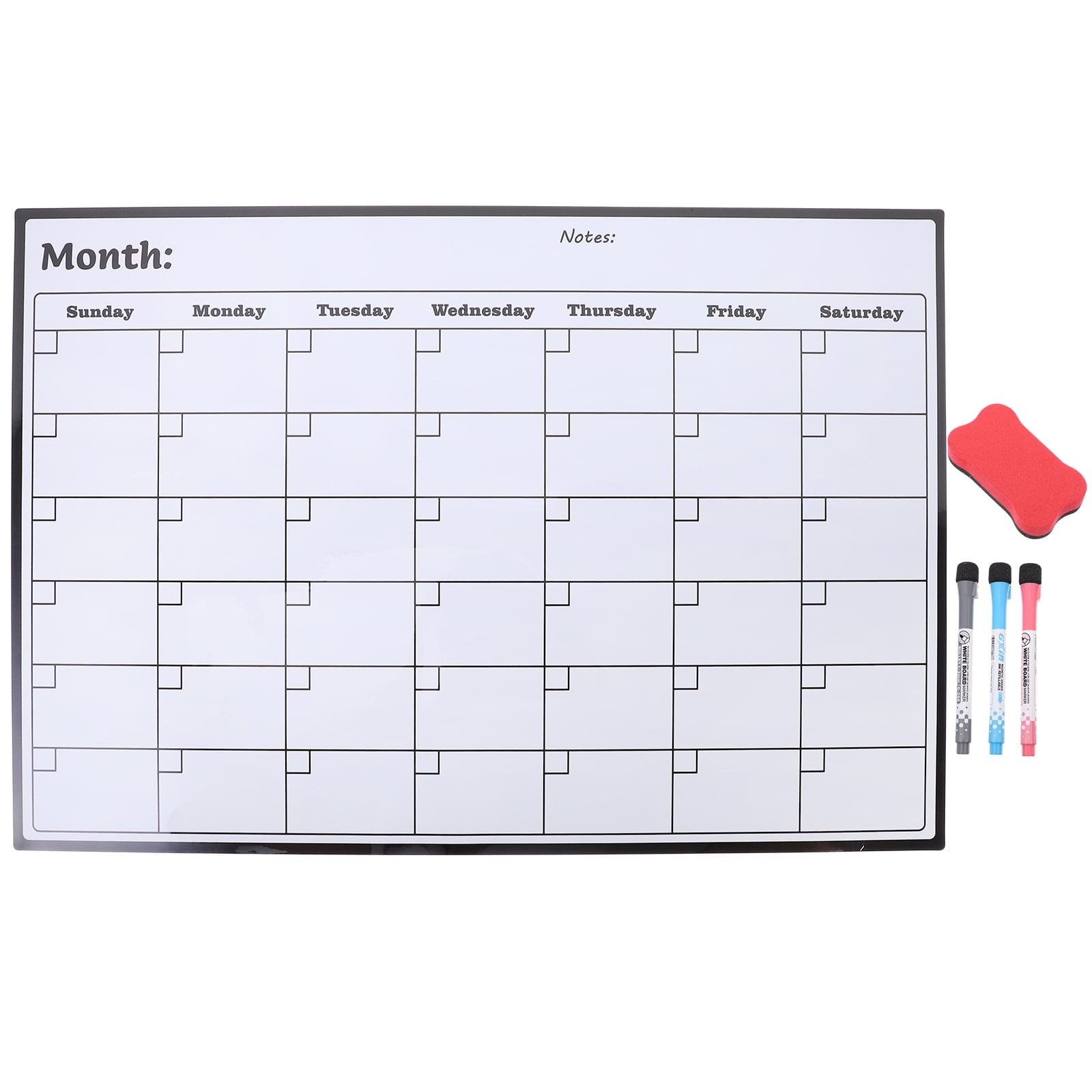 White Plastic Soft Magnetic Calendar for Refrigerator Panels Monthly Planner Schedules ...
