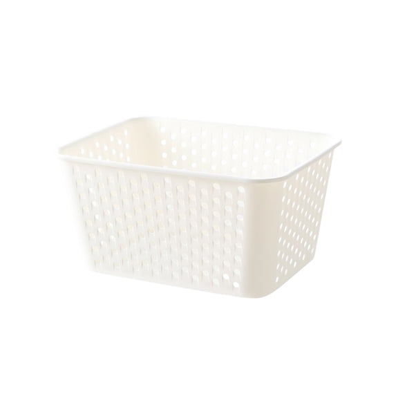 White Plastic Storage Basket with Handles, Ventilated Organizer Bin for Shelf and Closet, Durable Home Storage Solution for Toys Clothes and Pantry Items, Multipurpose Gift