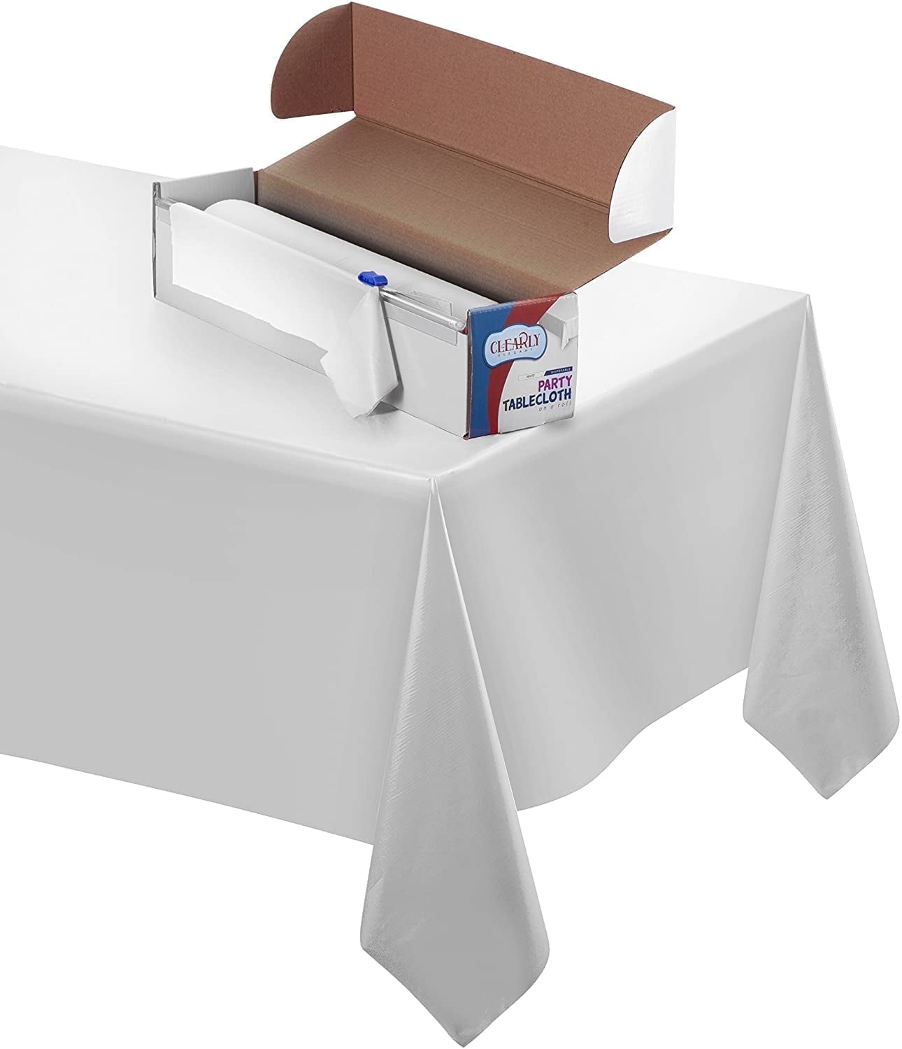 White Plastic Tablecloth Roll Protects Table from Spills, Disposable